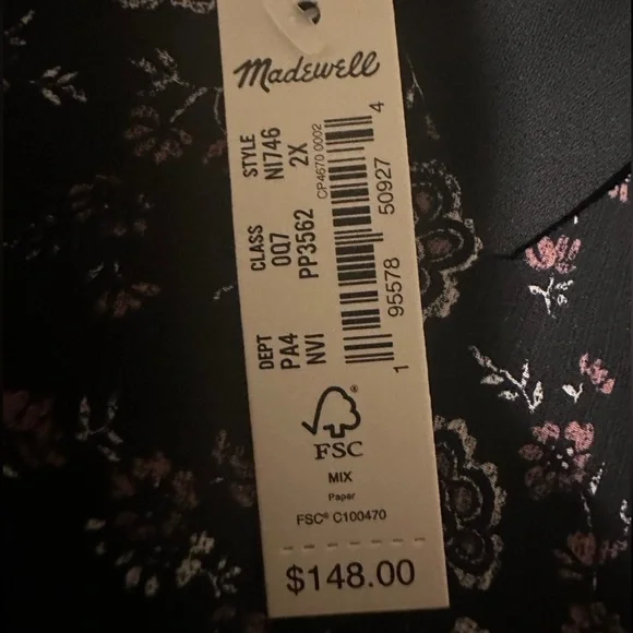 Madewell Enchanted Floral Long Sleeve Georgette V-Neck Tiered Midi Dress - Picture 5 of 7